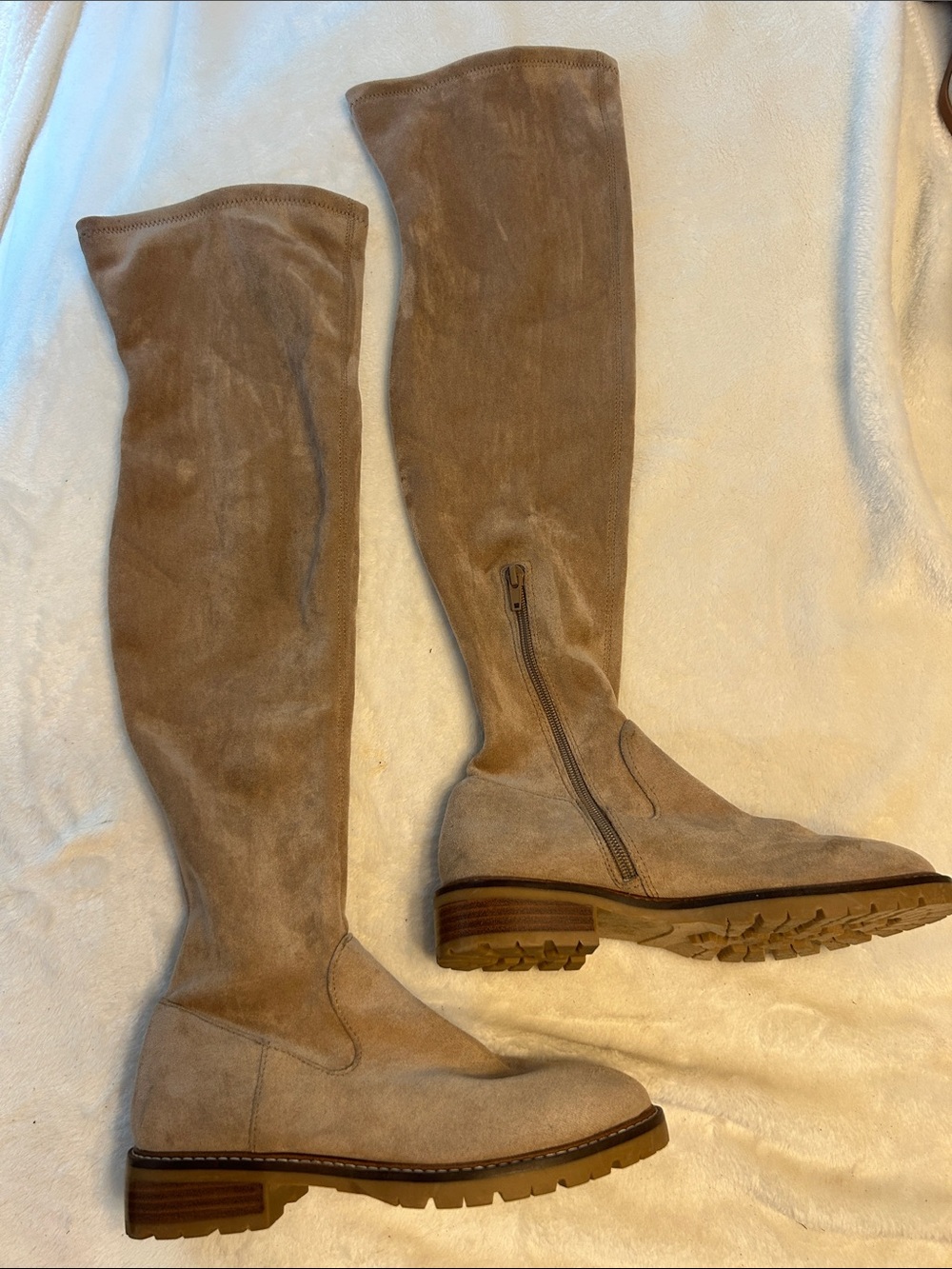 Steve Madden Taupe Over-the-Knee Suede Boots with Side Zip